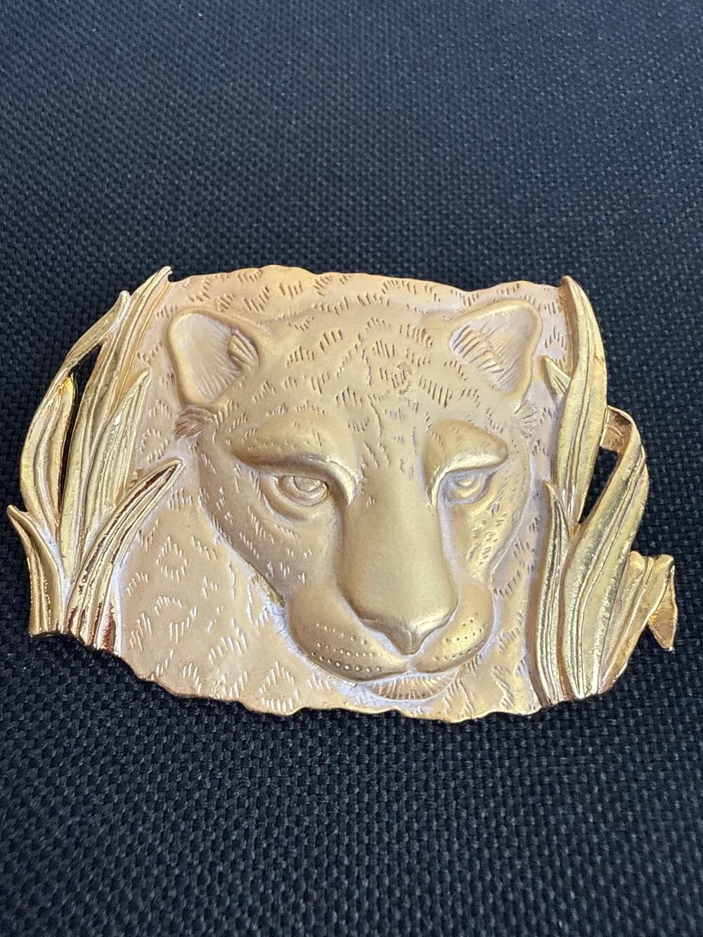 Vintage Signed Park Lane Gold Tone Textured Brooch Pendant